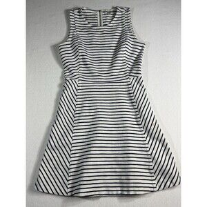 J. Crew Womens Size 4 Blue White Striped Sleeveless Fit Flare Dress